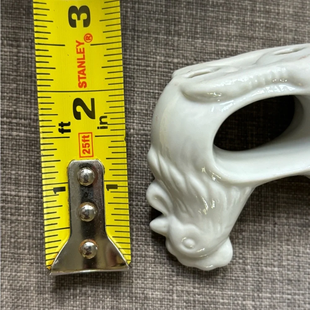 White Ceramic Rooster Napkin Rings Set